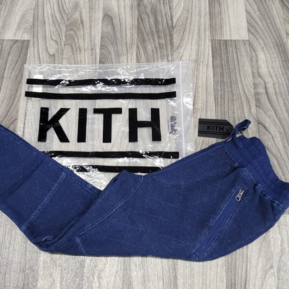 KITH Men's Bleecker Sweatpants Indigo Quilt NWT in Size XS
